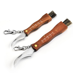 Cuchillo de Bolsillo para Exteriores de Acero Inoxidable OEM Personalizado de Alta Calidad, el Más Vendido, con Hoja para Recoger y Cortar, Mango de Madera y Cepillo - Product Image 1
