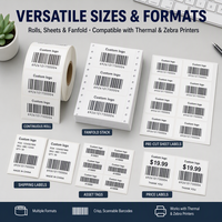 Étiquettes autocollantes thermiques personnalisées avec logo, codes-barres et QR codes haute précision pour l'expédition e-commerce et les enveloppes polyvalentes