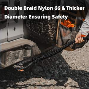 Corde de récupération cinétique, 48000 lb (1po x 30ft noir) Extreme Duty 30% élasticité énergie Snatch Strap pour véhicule tout-terrain <span class=keywords><strong>4x4</strong></span> - Product Image 3