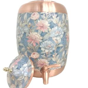 Distributeur d'eau en cuivre pur imprimé de qualité supérieure de 8 litres / Matka avec robinet anti-fuite, design classique pour la maison et le bureau, bienfaits ayurvédiques pour la santé - Product Image 4