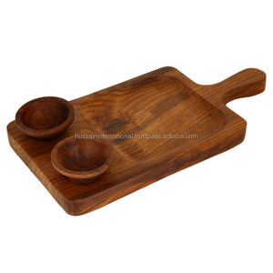 Plato de inmersión de viruta de cuenco doble de madera ecológico Pedido mínimo 100PCs Platos y platos - Product Image 1
