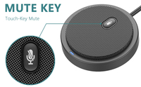 Microphone à condensateur omnidirectionnel USB filaire 360°, câble USB-A de 2 m, microphone léger, portable et fin pour l'enregistrement de conférences