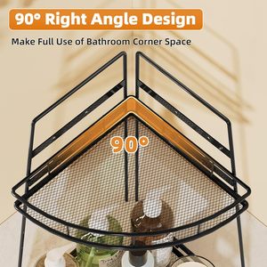 <span class=keywords><strong>Étagère</strong></span> de rangement d'angle <span class=keywords><strong>en</strong></span> métal <span class=keywords><strong>à</strong></span> 2 niveaux pour lavabo, maquillage, salle de bain, comptoir, avec 4 crochets - Product Image 3