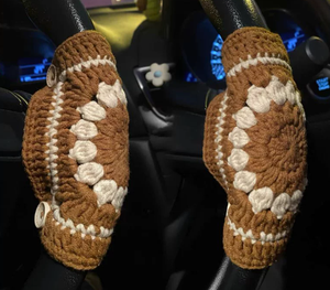 ปลอกหุ้มพวงมาลัยรถยนต์หนังแท้ถักโครเชต์ลายดอกทานตะวันแบบครอส-บอร์เดอร์ แอคกี้ แฟชั่น พร้อมอุปกรณ์เสริมสำหรับสะพายไหล่ - Product Image 6