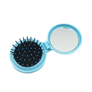 Lindo peine acolchado color macarrón, suave y adorable, con espejo, mini peine de masaje portátil, peine de aire acolchado sencillo. - Product Image 5
