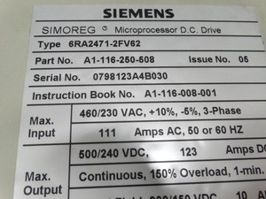 6RA2471-2FV62 ซีรีส์ Simoreg คอนเวอร์เตอร์ไดรฟ์ PLC - Product Image 1