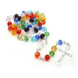 Collar cruzado con cuentas de cristal de colores, collar con caja religioso en la <span class=keywords><strong>comunidad</strong></span> para rezar, promoción - Product Image 1