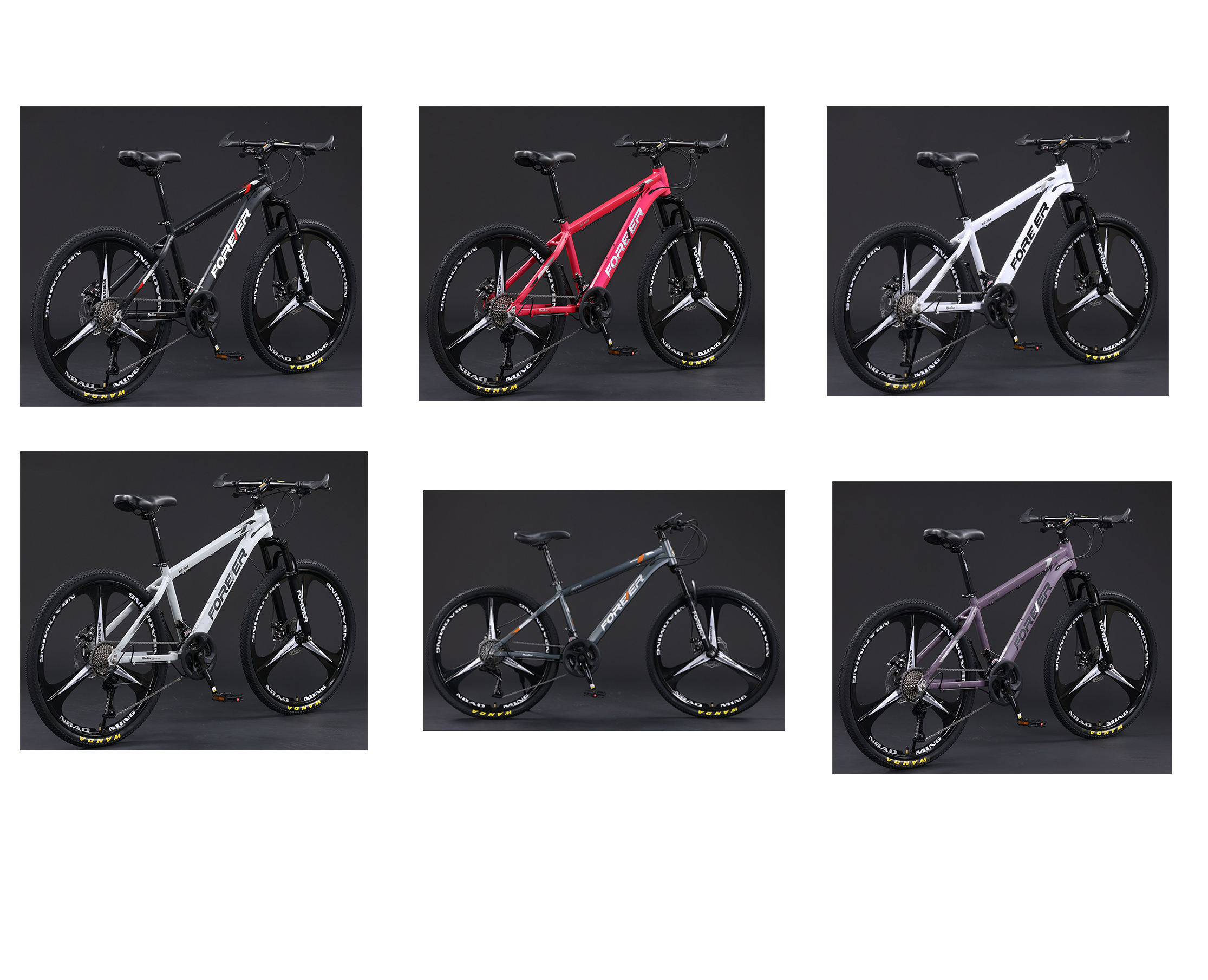 Trois roues [[gris, blanc, violet, rouge, noir, vert]]