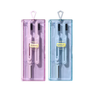 Lmltop Peigne à sourcils double embout, tondeuse télescopique portable en forme de patte de chat, lot de 2, violet et bleu, ABS et acier inoxydable - Product Image 1