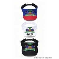 Casquette décontractée unisexe tendance en polyester 100 % avec impression numérique du drapeau d'Haïti, idéale pour l'été et ajustable