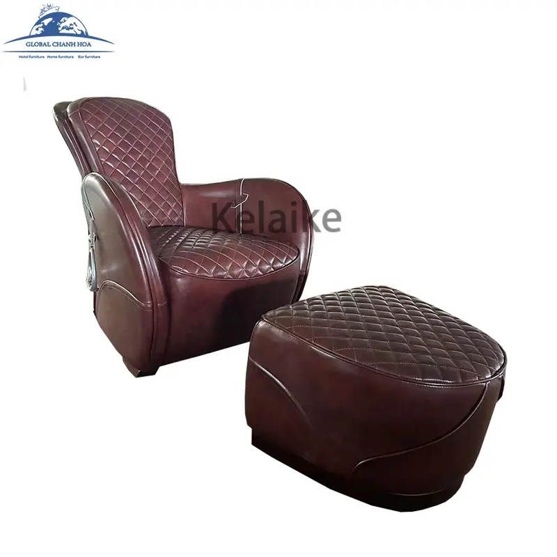 Üst düzey tedarikçi Tufted üst tahıl deri koltuk eyer salon sandalye ile osmanlı oturma odası için