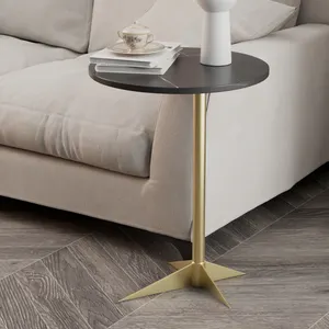 Tavolini da caffè in marmo in metallo acciaio di lusso oro rotondi in rovere moderno di Design nordico da tè tavolini da salotto mobili