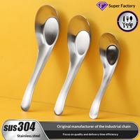 Ensemble de cuillères à soupe chinoises en acier inoxydable 304 mat, poli miroir, à manche court, pour ramen, pho, céréales et desserts