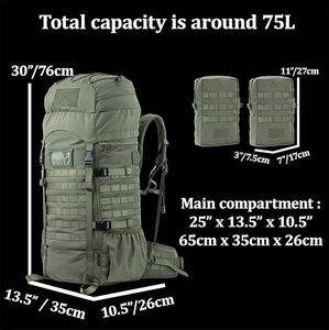 Mochila de Camping Pro 75L Apta para Montañismo y Deportes al Aire Libre con Múltiples Compartimentos, Mochila de Senderismo para Hombre - Product Image 5