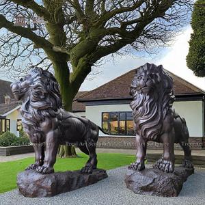 Trang trí ngoài trời cặp kích thước lớn màu đen đồng bức tượng sư tử - Product Image 4