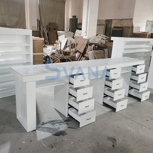 Mobilier de salon de manucure professionnel de luxe Table de manucure blanche avec dépoussiéreur - Product Image 2