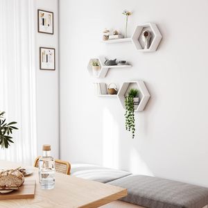 Estantes Flotantes <span class=keywords><strong>de</strong></span> <span class=keywords><strong>Madera</strong></span> <span class=keywords><strong>para</strong></span> Pared, Juego <span class=keywords><strong>de</strong></span> 6 Estantes Hexagonales <span class=keywords><strong>de</strong></span> <span class=keywords><strong>Madera</strong></span> <span class=keywords><strong>de</strong></span> Pino <span class=keywords><strong>para</strong></span> Fotos, Plantas, Estantes Rústicos Tipo Panal - Product Image 4