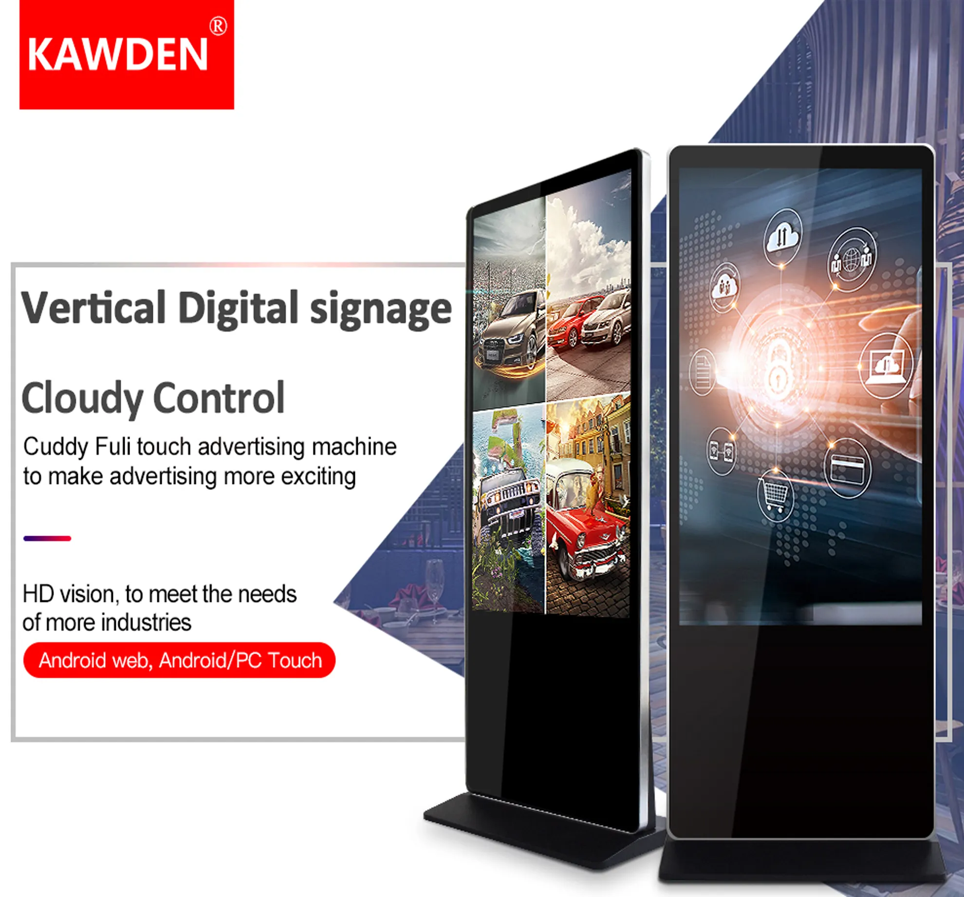 Vendas diretas Billboard LCD Digital Signage Splicing Touch Screen Quiosques LCD Outdoor Wall Digital Screen Display para publicidade
