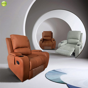 Sofá Seccional Reclinable Moderno de Cuero Sintético Color Naranja, Sillón Reclinable de Cuero Sintético para el Hogar, Directo de Fábrica - Product Image 4