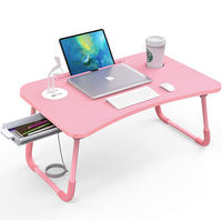 Table d'étude pliable en bois MDF pour ordinateur portable, Design coloré, lit d'ordinateur pliable, bureau avec porte-gobelet, Port USB