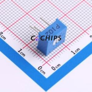 Resistencia Ajustable/Potenciómetro 3386P-1-102, Componente de Orificio Pasante (THT)-3P, 9.5x9.5mm, Resistencia de 1kOhm, 10%, 500mW, 250ppm ℃ - Product Image 1