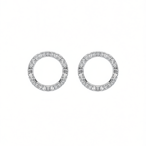 Orecchini classici con diamanti per donna, taglio rotondo brillante, montatura a cerchio, gioielli raffinati da indossare tutti i giorni - Product Image 1