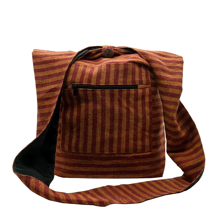 आवारा बैग ज़िप बंद-नारियल बटन बंद होने अस्तर-ykk मूल 100% कपास-व्यापक कंधे का पट्टा-कपास भारी कपास नेपाल