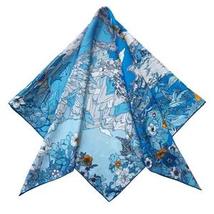 New fashion, printed painted ladies silk scarf dress with light square silk scarf