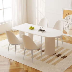 Juego de Mesa de Comedor de Lujo Nórdico Minimalista en Blanco Puro - Product Image 2