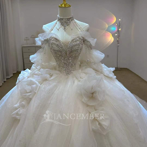 Robes de mariée à col cœur, épaules dénudées, dos lacé, broderie de perles, sequins, fleurs 3D de haute qualité Lsjj89 Jancember - Product Image 3
