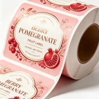 Étiquettes autocollantes personnalisées en rouleau avec feuille d'or rose pour l'impression d'étiquettes d'emballage de pots de confiture de grenade et de desserts