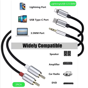 8-Pin Stereo Jack Y <b>Adapter</b> <b>USB</b>-<b>C</b> 3.5mm Male Aluminum Fabric Braided Professional Audio Microphone Use - Product Image 3