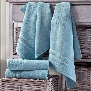 Handuk tangan Linen biru muda 4-Pack-16x29 katun kualitas Premium lembut dan menyerap handuk kecil untuk kamar mandi