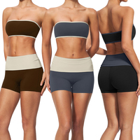 TZ2570-1 Set Yoga Fitness Bra Bandeau Ringan dan Bernapas serta Celana Pendek Pengencang Perut dan Pengangkat Bokong