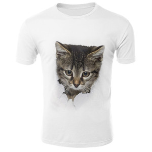 Cute Bear 3D Printed Plus Size Knitted T-<strong>Shirt</strong> for <strong>Men</strong> <strong>White</strong> Cartoon Animal Design Breathable <strong>Short</strong> <strong>Sleeve</strong> Casual Tops - Product Image 6