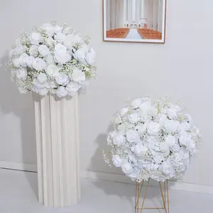 Wedding Decoration Supplies Fake Babys Breath Artificial White Rose Flowers Ball Centerpieces Center Table Design