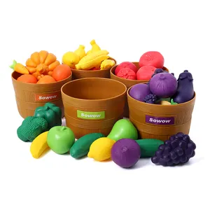 Sowow 부드러운 플라스틱 과일 장난감 주방 장난감 과일과 야채 어린이 교육 에이즈 색상 인식 분류