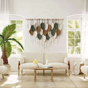 Tapiz de Pared de Macramé Bohemio Hecho a Mano, Decoración de Pared de Cuerda de Algodón Tejida a Mano, Hojas Coloridas, Arte de Pared - Product Image 4