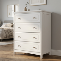 Commode haute blanche européenne moderne avec poignées, armoire de rangement en bois à 4 tiroirs pour chambre et salon, autoportante