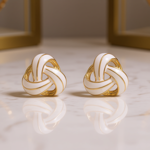 Orecchini a perno con fiocco placcati oro per donna, gioielli classici da matrimonio, orecchini in lega alla moda - Product Image 2