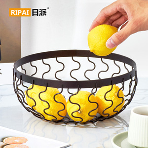 Panier à fruits en fer forgé, panier de rangement rond et durable pour la maison, le salon, la table basse, bol à collation de style nordique - Product Image 2
