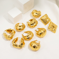 Pendientes de Aro de Acero Inoxidable con Baño de Oro PVD de 18K para Mujer, Impermeables, Geométricos Irregulares, Gruesos, Joyería que No se Deslustra