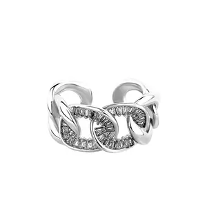 Nuovi anelli di collegamento cubano in argento Sterling S925 per uomo Iced Out Micro Pave CZ Cubic Zirconia Ring gioielli di moda donna anelli gioielli