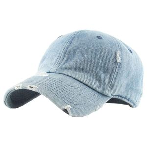 Casquette de baseball en jean délavé, non structurée, personnalisée, style Dad Hat, unie, effet vieilli, de qualité supérieure, pour le sport - Product Image 1