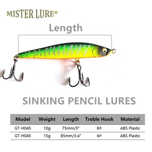 Mister Lure Câu Cá 10G 15G 7.5Cm 3 "Nhân Tạo Chìm Bút Chì Mồi Stickbait Bass Lure Bút Chì Lure - Product Image 2