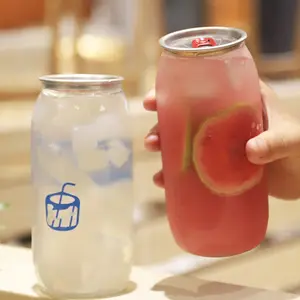 Lata de plástico personalizada de 500ml para bebidas, lata de refresco con tapa de fácil apertura