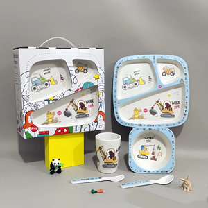 Agregado familiar Comprando Agente De Fibra De Bambu Conjunto de Talheres Infantil Criativo Food Grade Bebê Cartoon Comida Tigela Garfo Colher Conjuntos - Product Image 3