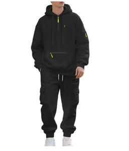 Completo Sportivo <span class=keywords><strong>Casual</strong></span> da <span class=keywords><strong>Uomo</strong></span> 2025 per Esterno, <span class=keywords><strong>Abbigliamento</strong></span> Autunno/Inverno per Fitness e Jogging, Felpa con Cappuccio Calda in Maglia Stampata per Ciclismo Invernale - Product Image 1