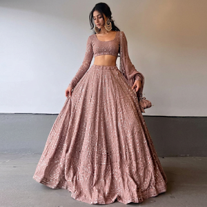 Elegant Sage Green Modal Formal <b>Lehenga</b> Choli Embroidery Net Dupatta Wedding Occasion <b>Women</b> Traditional Indian/Pakistani Wear - Product Image 2