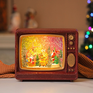 Nieuw Ontwerp Sneeuwbol Tv Waterlantaarn Plastic Kerst Ijzeren Paardenlantaarns Met Led Kantoor & Huisdecoratie Ambachten Geschenken - Product Image 6